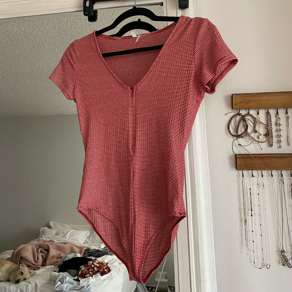 Urban Outfitters red stripes bodysuit